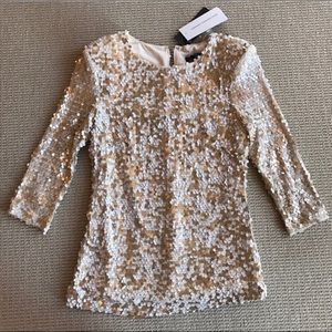 NWT French Connection Gold and Cream Sequin Top